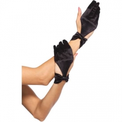 LEG AVENUE GUANTES DE SATEN CON DETALLE LAZO LA MUÑECA NEGRO