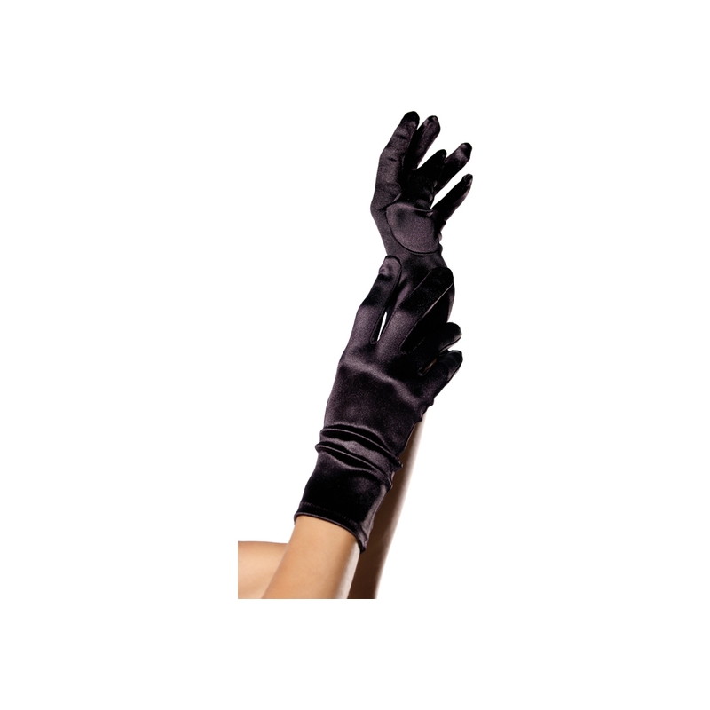 LEG AVENUE GUANTES SATEN NEGRO