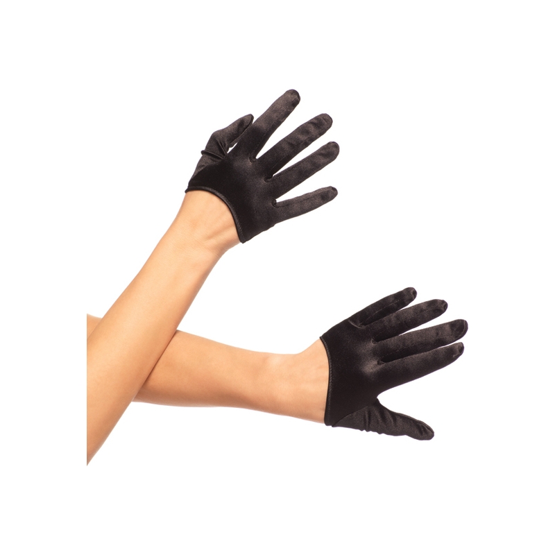 LEG AVENUE GUANTES CORTOS SATEN NEGRO