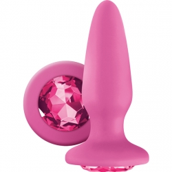 PLUG DE SILICONA CON GEMA - ROSA