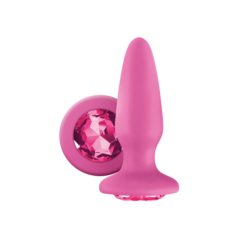 PLUG DE SILICONA CON GEMA - ROSA