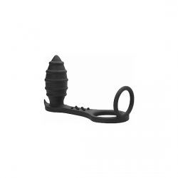 SONO NO. 55 - PLUG CON ANILLO PARA EL PENE SILICONA - NEGRO