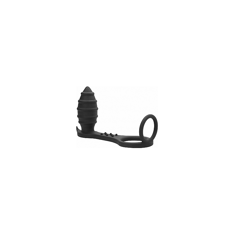 SONO NO. 55 - PLUG CON ANILLO PARA EL PENE SILICONA - NEGRO