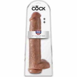 KING COCK PENE REALÍSTICO CON TESTÍCULOS 38CM MULATO