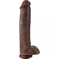 KING COCK PENE REALÍSTICO CON TESTÍCULOS 38CM MARRÓN