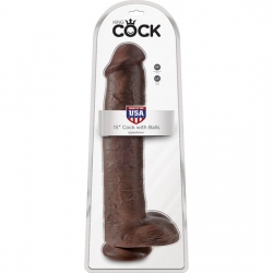 KING COCK PENE REALÍSTICO CON TESTÍCULOS 38CM MARRÓN