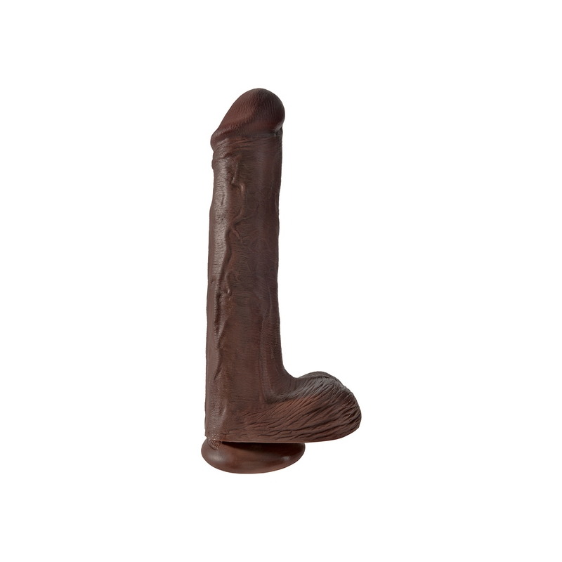 KING COCK PENE REALÍSTICO CON TESTÍCULOS 35,5CM MARRÓN