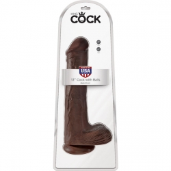 KING COCK PENE REALÍSTICO CON TESTÍCULOS 35,5CM MARRÓN