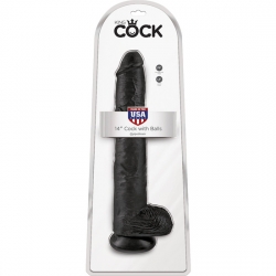 KING COCK PENE REALÍSTICO CON TESTÍCULOS 37,5CM NEGRO