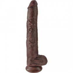 KING COCK PENE REALÍSTICO CON TESTÍCULOS 37,5CM MARRÓN