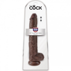 KING COCK PENE REALÍSTICO CON TESTÍCULOS 37,5CM MARRÓN