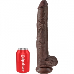 KING COCK PENE REALÍSTICO CON TESTÍCULOS 37,5CM MARRÓN