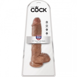 KING COCK PENE REALÍSTICO CON TESTÍCULOS 25CM MULATO