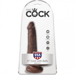 KING COCK PENE REALÍSTICO CON TESTÍCULOS 15CM MARRÓN