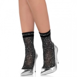 LEG AVENUE CALCETINES DE TOBILLO LUREX CON RAYAS PLATEADO