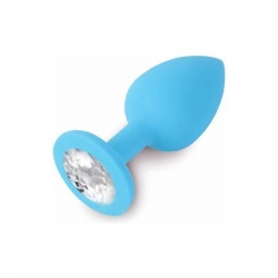 PLUG ANAL JEWELLERY DE SILICONA AZUL / DIAMANTE