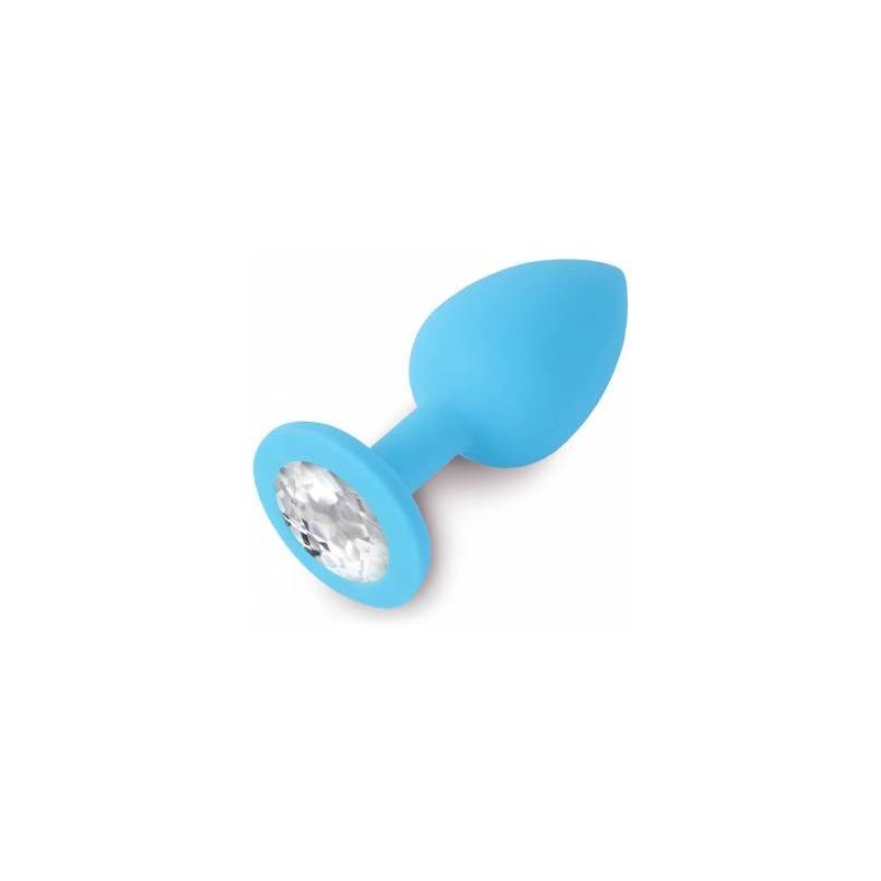 PLUG ANAL JEWELLERY DE SILICONA AZUL / DIAMANTE