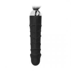 DILDO DE SILICONA CON COLA 30CM - NEGRO