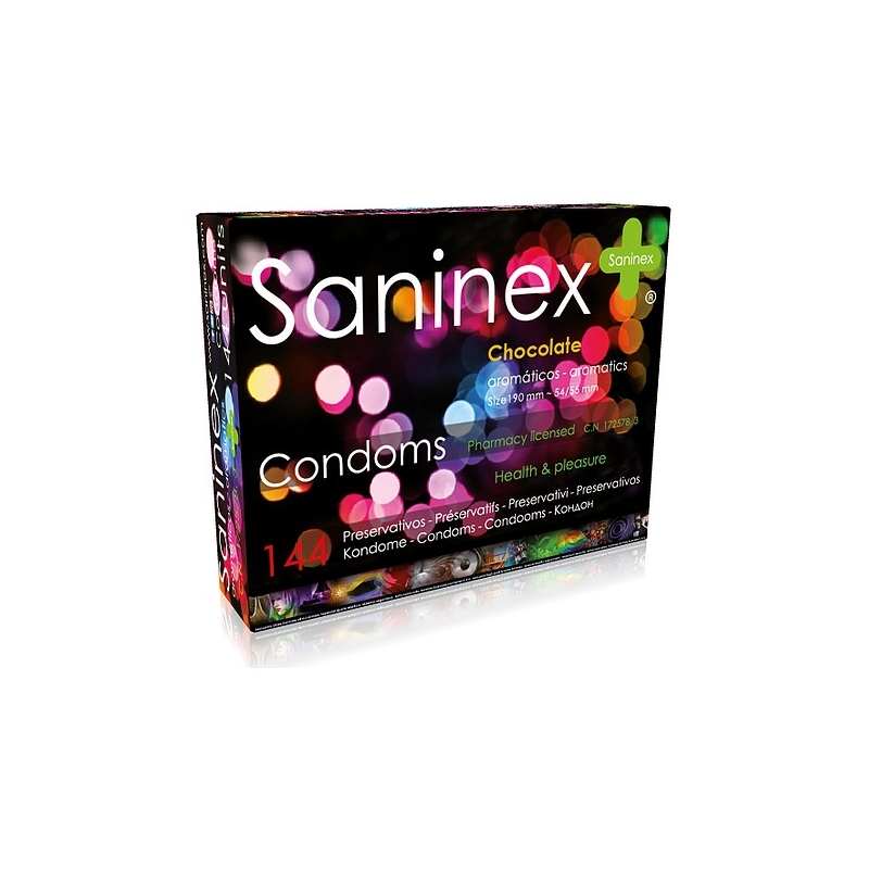 SANINEX PRESERVATIVOS CHOCOLATE 144 UDS