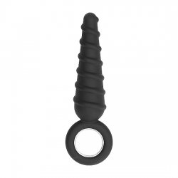 NO. 60 - DILDO ANAL CON ANILLOS DE METAL - NEGRO