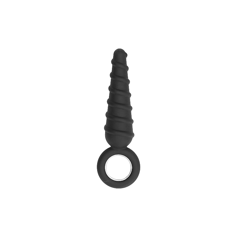 NO. 60 - DILDO ANAL CON ANILLOS DE METAL - NEGRO