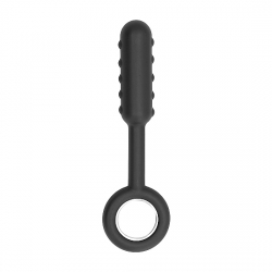 NO. 61 - DILDO ANAL CON ANILLOS DE METAL - NEGRO