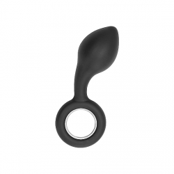 NO. 63 - DILDO ANAL CON ANILLOS DE METAL - NEGRO