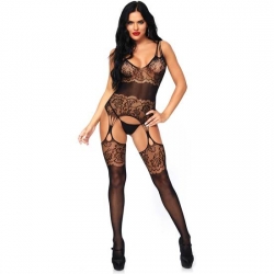 LEG AVENUE BODYSTOCKING TIPO LIGUERO DE ENCAJE FLORAL