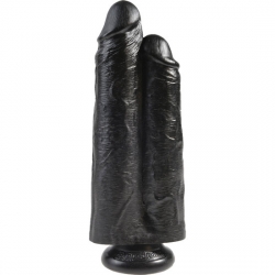 TWO COCKS ONE HOLE 25CM - NEGRO