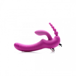 REGAL RIDER TRIPLE G ARNÉS CON DILDO VIBRADOR DE SILICONA - MORADO