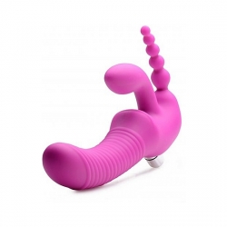 REGAL RIDER TRIPLE G ARNÉS CON DILDO VIBRADOR DE SILICONA - MORADO