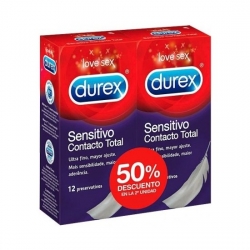 DUREX DUPLO PRESERVATIVOS SENSITIVO CONTACTO TOTAL, 2X12UDS