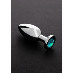 JEWELED PLUG METÁLICO GRANDE CON PERLA AZUL CLARO