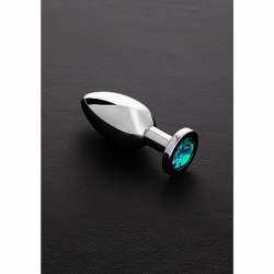 JEWELED PLUG METÁLICO MEDIANO CON PERLA AZUL CLARO