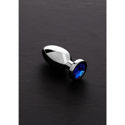 JEWELED PLUG METÁLICO PEQUEÑO CON PERLA AZUL