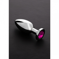 JEWELED PLUG METÁLICO GRANDE CON PERLA ROSA