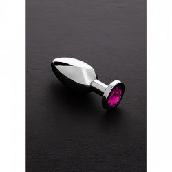 JEWELED PLUG METÁLICO MEDIANO CON PERLA ROSA