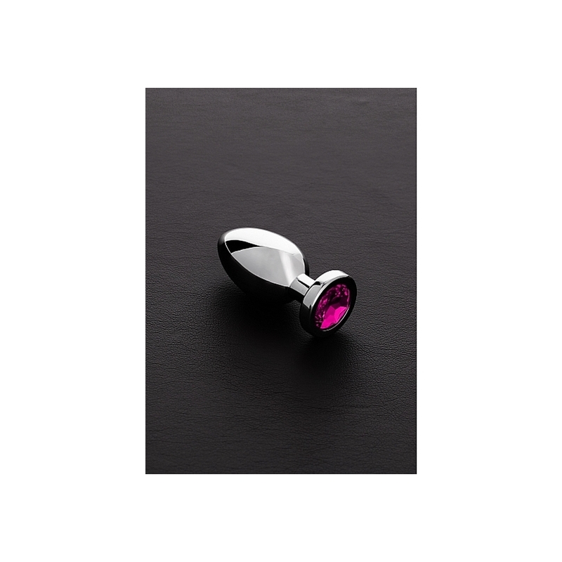 JEWELED PLUG METÁLICO PEQUEÑO CON PERLA ROSA