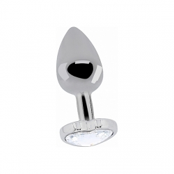 LOVE PLUG DE CORAZON Y DIAMANTE 8 CM PLATA