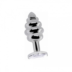 LOVE ESPIRAL PLUG TREBOL Y DIAMANTE 8 CM PLATA