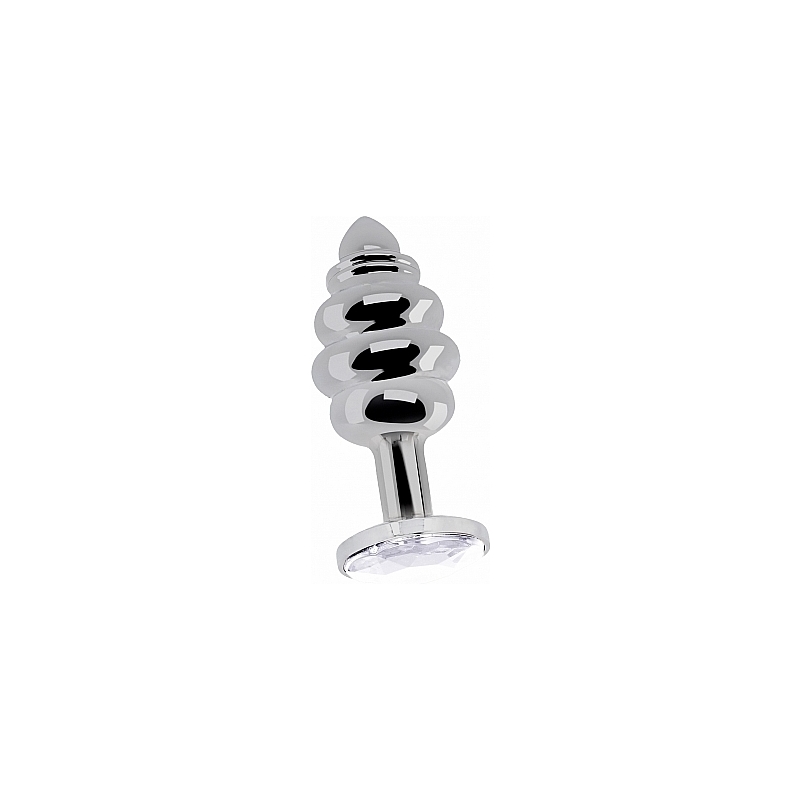 LOVE ESPIRAL PLUG TREBOL Y DIAMANTE 8 CM PLATA