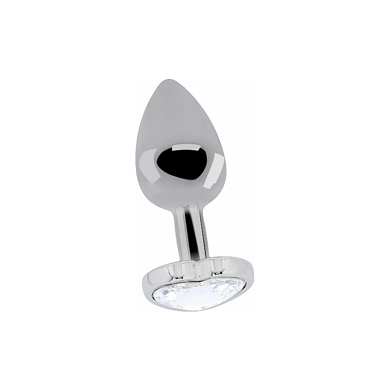 LOVE PLUG DE CORAZON Y DIAMANTE 9,5 CM PLATA