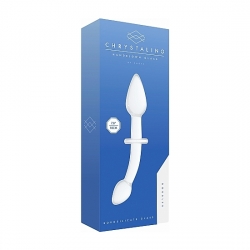 DOUBLER DILDO DE CRISTAL BLANCO