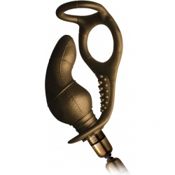 DAUNTLESS - ANILLO CON PLUG VIBRADOR DORADO