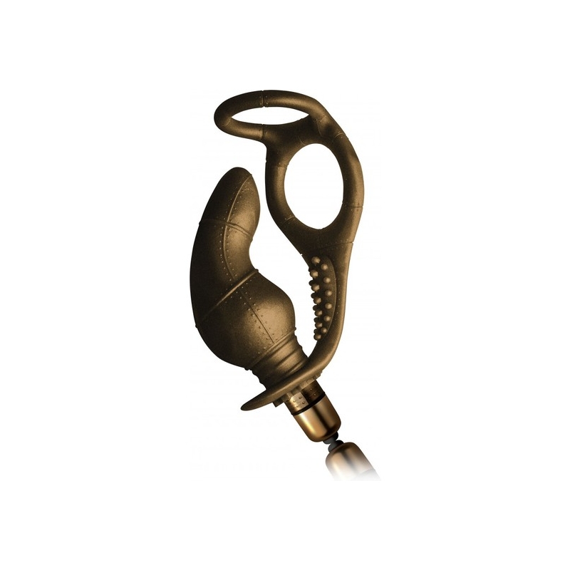 DAUNTLESS - ANILLO CON PLUG VIBRADOR DORADO