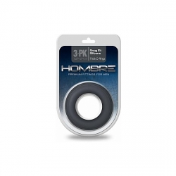 HOMBRE SNUG FIT PACK DE 3 ANILLOS SILICONA GRUESOS - NEGRO