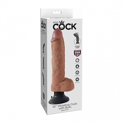 PENE VIBRADOR CON TESTÍCULOS 25CM - MULATO