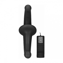 DILDO VIBRADOR CON ARNÉS SIN SUJECCIÓN SILICONA - NEGRO