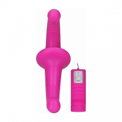 DILDO VIBRADOR CON ARNÉS SIN SUJECCIÓN SILICONA - ROSA