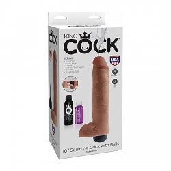 KING COCK PENE EYACULADOR CON TESTÍCULOS 25CM - MULATO